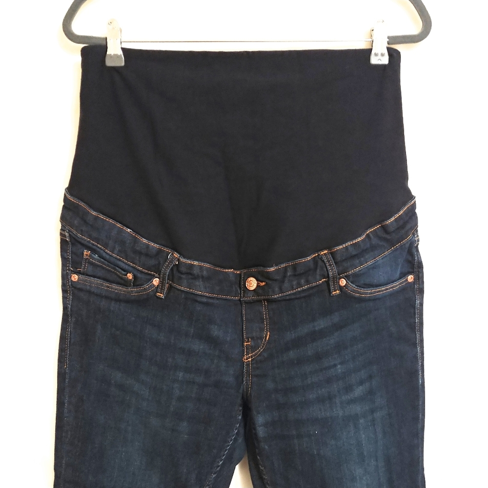 SOLD! H&M Skinny High Rib Mama Full Panel Raw Hem Dark Wash Denim Jeans 14 - Picture 5 of 16